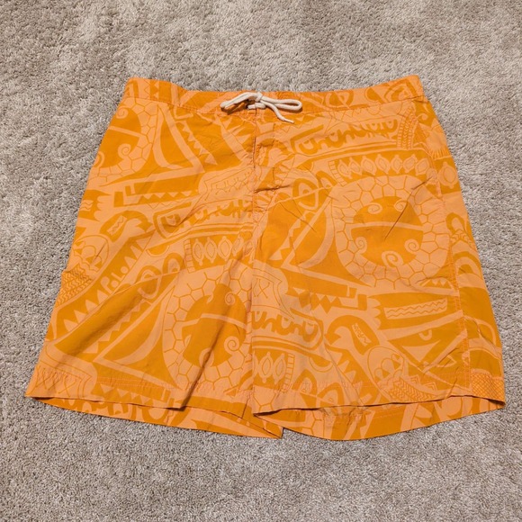 Polo Sport Ralph Lauren Other - Polo Sport Swim Trunks Mens XL Orange Tribal Geometric Print Board Shorts 90s